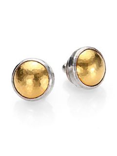 GURHAN 24K Yellow Gold & Sterling Silver Button Earrings   Silver Gold