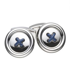 Silver and Blue Button Cufflink. JoS. A. Bank