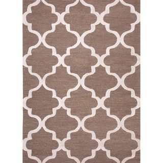 Hand tufted Contemporary Geometric Pattern Brown Rug With Plush Pile (2 X 3)