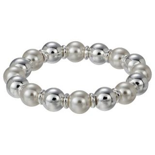 Lonna & Lilly Stretch Bracelet Simulated White Pearl   Silver