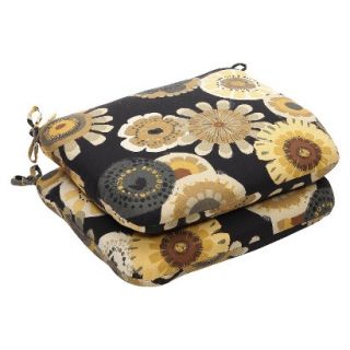 Outdoor 2 Piece Chair Cushion Set   Black/Yellow Floral
