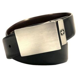 Swiss Gear Mens Genuine Leather Reversible Belt with Plaque Buckle