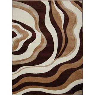 New Waves Brown Abstract Rug