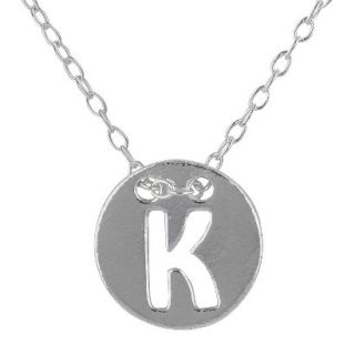 Womens Jezlaine Pendant Sterling Silver Disk With Cutout Initial K   Silver