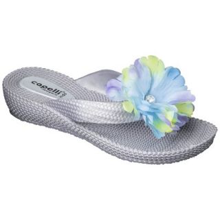 Girls Wedge Flip Flop Sandals   Silver 1 2