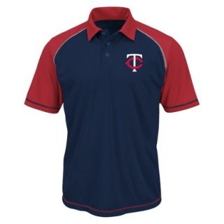 MLB Mens Minnesota Twins Synthetic Polo T Shirt   Navy/Red (XXL)