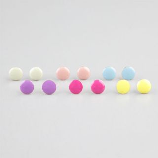 6 Pairs Button Post Earrings Multi One Size For Women 240680957