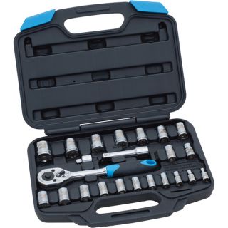 Channellock Uni Fit Socket Set   24 Pc, 3/8 Inch and 1/4 Inch Drives, SAE and