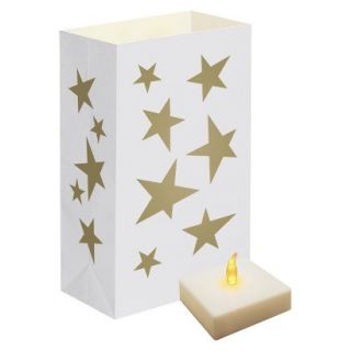 Star Luminaria Lantern Kit   White/Gold (6 Count)
