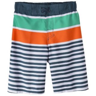 Boys Striped Swim Trunk   Navy/Orange L