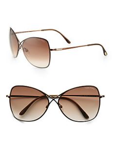 Tom Ford Eyewear Colette Rimless Aviator Sunglasses   Brown