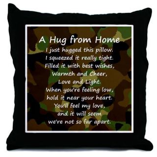  Hugs from Home (camo) Throw Pillow