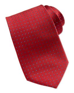 Pin Dot Pattern Silk Tie, Red/Navy