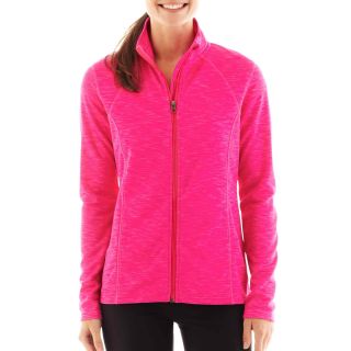 Xersion Space Dyed Full Zip Knit Jacket, Tan/Pink, Womens