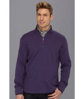 Robert Graham Eli 1/4 Zip Mock Neck Pullover Mens Long Sleeve Pullover (Purple)