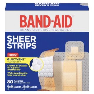 Band Aid Assorted Sheer Strip Bandages   80 count