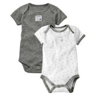 Burts Bees Baby Newborn Neutral 2 Pack Short sleeve Bodysuit   Grey 0 3 M