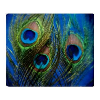  Blue Peacock Feather Throw Blanket