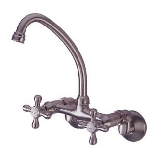 Satin Nickel Wall Mount Faucet With Cross Handles