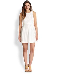 Elizabeth and James Shadia Silk Lace Top Dress   White