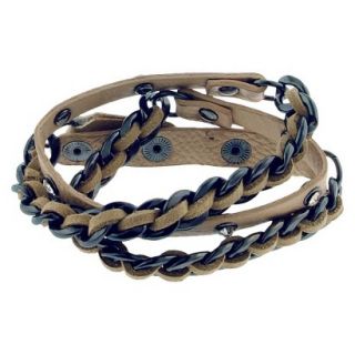 Chain and Stones Wrap Bracelet   Brown/Tan