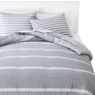 Room Essentials Textured Stripe Comforter Set   Gray (Twin)