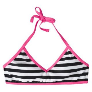 Girls Striped Halter Bikini Swimsuit Top   Black/White L