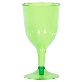 Green Plastic 8 oz. Wine Glasses
