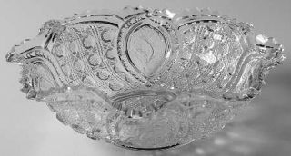 New Martinsville Floral Oval 8 Inch Round Crimped Bowl   Pressed Glass, Oval/Flo
