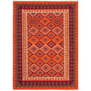 Handmade Flat Weave Tribal Multicolor Wool Rug (4 X 6)
