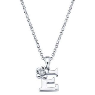 Little Diva Sterling Silver Diamond Accent Initial E Pendant Necklace   Silver