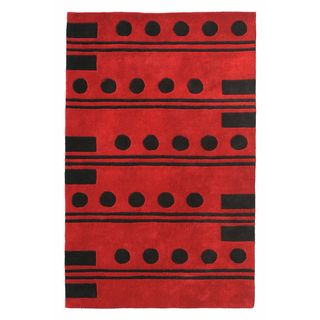 Eleen Red/ Black Wool Area Rug (5 X 8)
