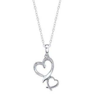 0.006 CT.T.W. Diamond Accent Sterling Silver Double Heart Pendant Necklace (18)