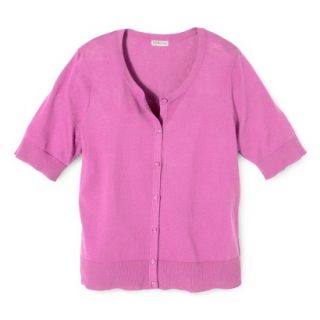 Merona Womens Plus Size Short Sleeve Cardigan Sweater   Pink 2X