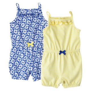Just One YouMade by Carters Newborn Girls 2 Pack Romper Set   Blue/Yellow NB