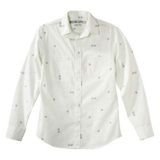 Mossimo Supply Co. Mens Long Sleeve Button Down   Off White/Navy S