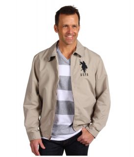U.S. Polo Assn Micro Golf Jacket with Big Pony Mens Coat (Taupe)