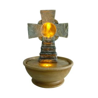 Tabletop Cross Led 9 inch Fountain