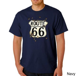 Los Angeles Pop Art Mens Route 66 Bullet Hole T shirt Navy Size S