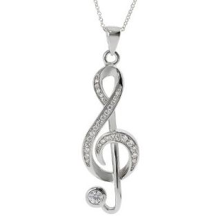 Tressa Sterling Silver Cubic Zirconia Musical Note Pendant   Silver
