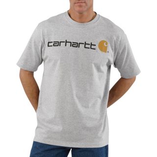 Carhartt Short Sleeve Logo T Shirt   Heather Gray, XL, Model K195
