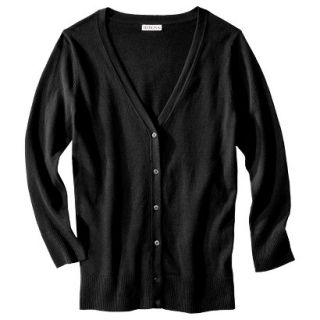 Merona Petites 3/4 Sleeve V Neck Cardigan Sweater   Black XLP