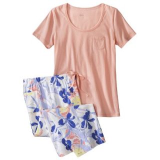 Gilligan & OMalley Womens Tee Shirt/Crop PJ Set   Coral Island Floral XL