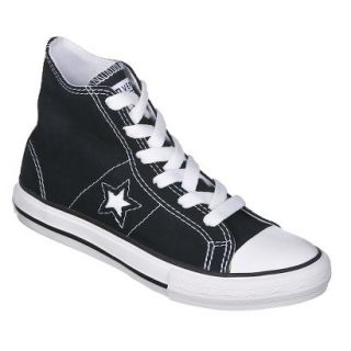 Kids Converse One Star Hi Top Canvas Lace up Shoe   Black 4.5