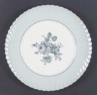 Royal Tettau Dawn Rose Dinner Plate, Fine China Dinnerware   Celadon Green Rim,B