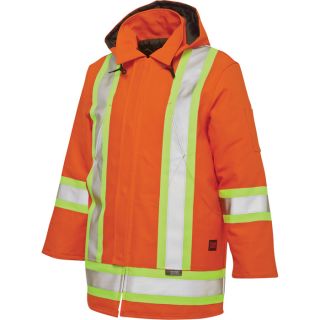 Tough Duck Hooded Class 2 High Visibility Parka   Orange, Small, Model S17471