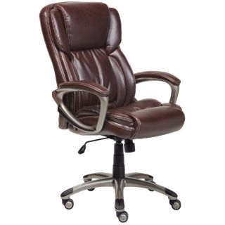 Serta Biscuit Brown Supple Bonded Leather Executive Office Chair