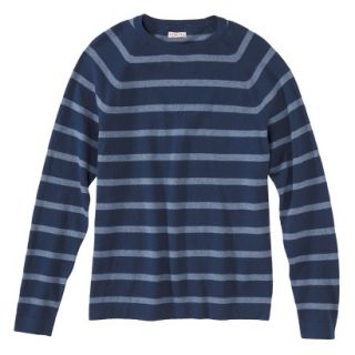 Merona Mens Cotton Cashmere Pullover Sweater   Heather Blue Stripe S