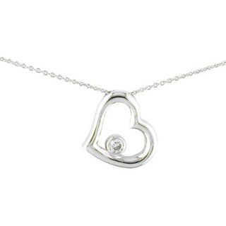 Silver Plated Cz Heart Necklace   18