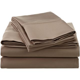 None Egyptian Cotton 1200 Thread Count Solid Oversized Sheet Set Brown Size King